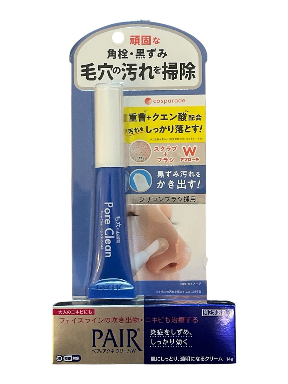 Cosparade Pore Cleaning Scrub Gel and Lion Pair Acne Cream 14mg Japan